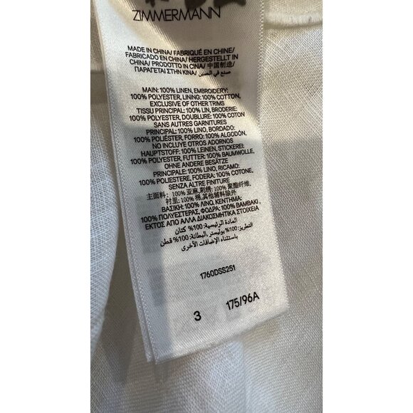 Zimmermann Rhiannon Scallop Linen Voile cutout Midi-Dress size 3/ M/ US 8-10 - Picture 16 of 16